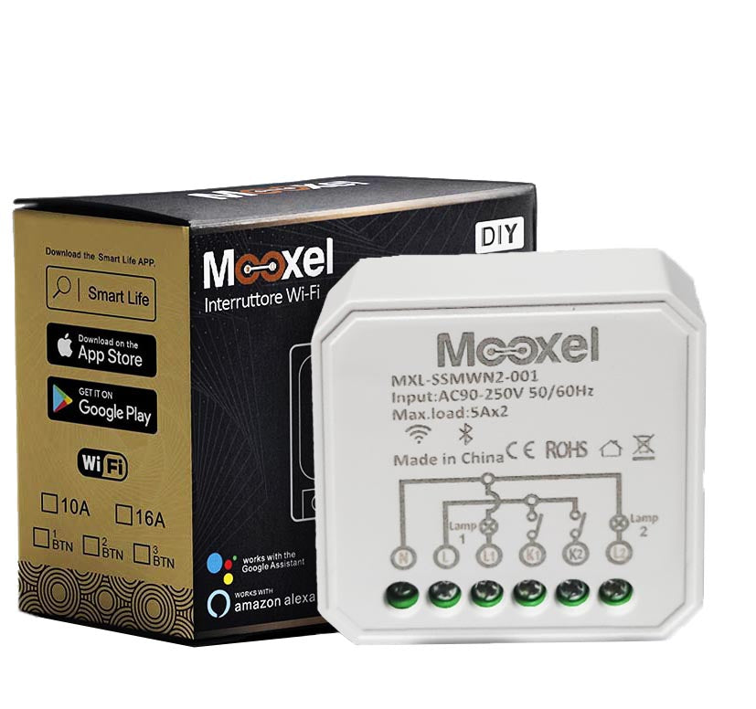 Interruttore smart switch 2 canali 10A con neutro MXL-SSWN2-001